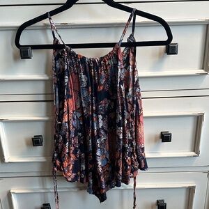Angie Navy and Coral Floral Camisole